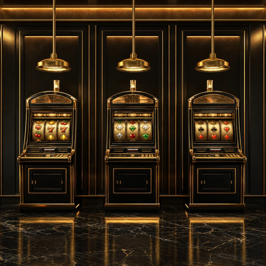 Golden slot machines in luxury Parimatch casino lounge